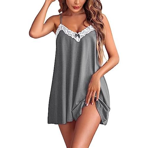 Ekouaer Nightgowns for Women Sexy Lace Chemise Sleeveless Lingerie Dress
