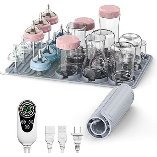 Baby Bottle Drying Rack, 14 Hook Vertical Drying Rack with Detachable Nipple Holder, Drying drip Tray, and Storage Bottle Rack