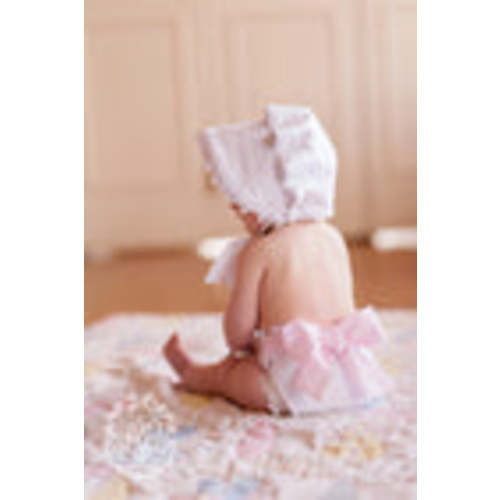 Baby Bow Bottom Bloomer - Worth Avenue White with Palm Beach Pink