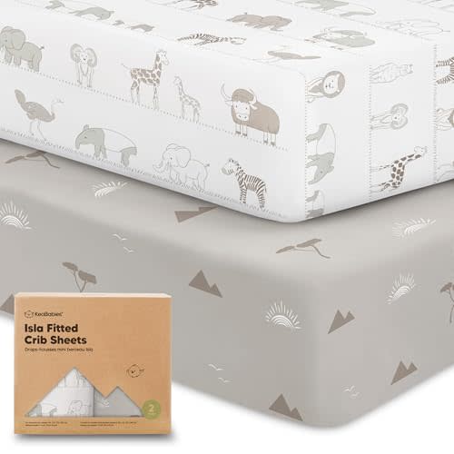 KeaBabies 2-Pack Baby Crib Sheets for Boys, Girls, 52x28 Fitted (Savannah) | Viscose Derived from Bamboo, Toddler Bed Sheets Neutral, Fitted Crib Mattress Sheet for Standard Baby Bedding, Soft, Cozy