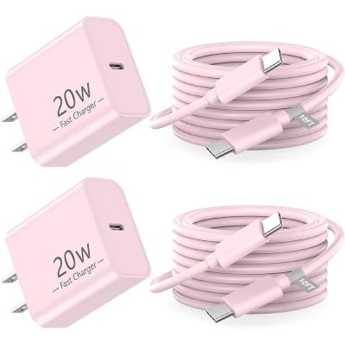 Matsusho iPhone 17 16 15 Charger Fast Charging 10 FT, 2 Pack 20W USB C Wall Charger with 10FT Type C Charger Fast Charging Cable for iPhone 17/17 Pro/17 Pro Max/Air/16/16 Pro/16 Pro Max/15 Pro Max