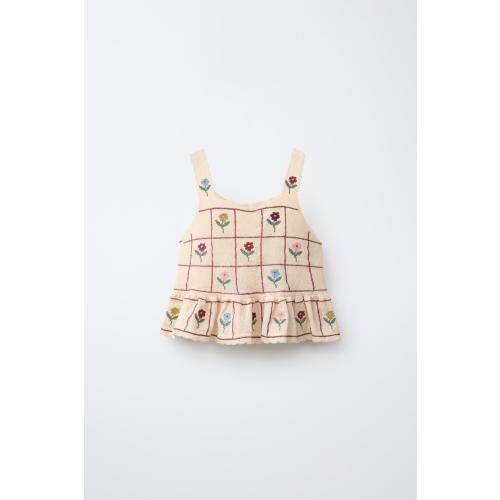 FLORAL KNIT TOP - Mid-ecru | ZARA United States