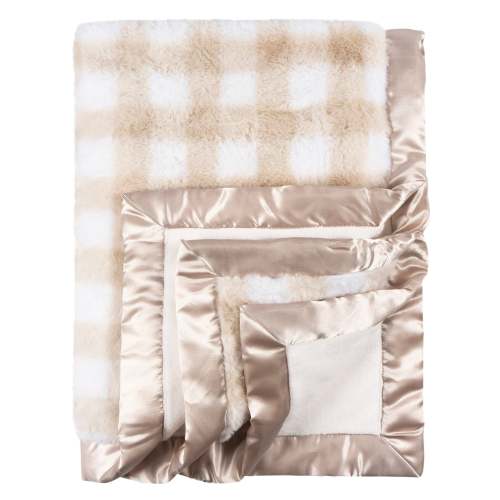 Baby Neutral Tan Plaid Plush Blanket