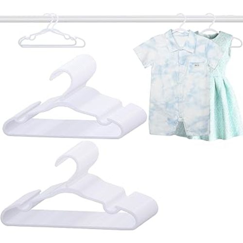60 Pack White Baby Hangers 11.42 Inch & 12.91 Inch Each 30 Pack - Kids Non-Slip Clothes Hangers for Infant & Child, Durable Plastic Children's Hangers for Closet, Pants, Coats, Skirts