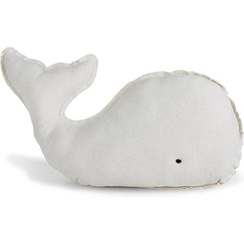 Marble Empire Whale Pillow Linen, Whale Throw Pillows with Free Style Edge,Coastal Ocean Decorative Pillow for Couch Sofa (Natrual Beige)