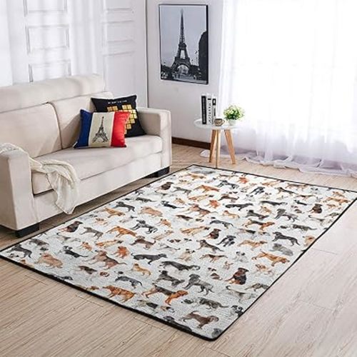 Watercolor Dogs Area Rugs Dog Breeds Floor Mats Dogs Lovers Gift Throw Carpets for Kids Toddler Nursery Bedroom Living Room Bathroom Kitchen Home Decor Playmat 48x72inch
