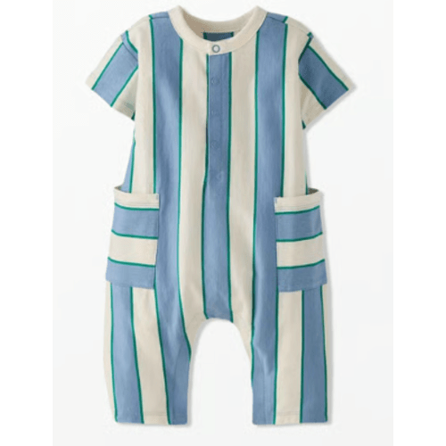 Baby Henley Romper - Blue