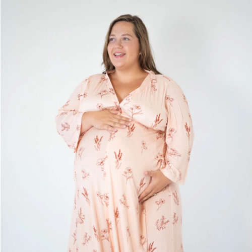 Lila Labor & Postpartum Gown In Dainty Floral