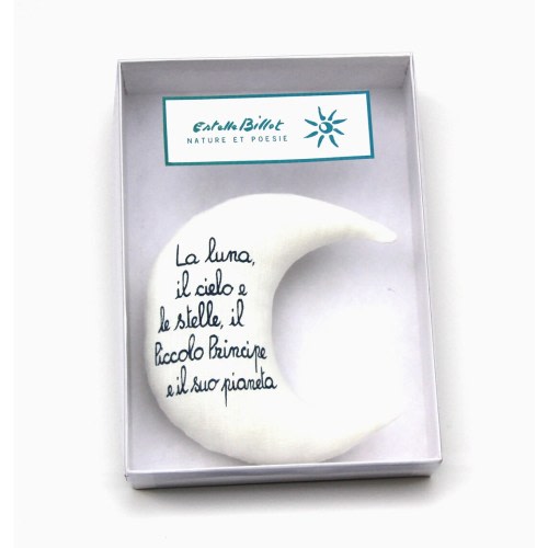 Baby Rattle Moon with Italian, French, or English poem about the Little Prince. Newborn / Baby Shower gift for a baby girl or boy.  Moon toy