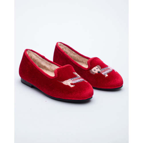 Embroidered Slipper Red Velour Dachshund – Fleurisse by Spring Flowers