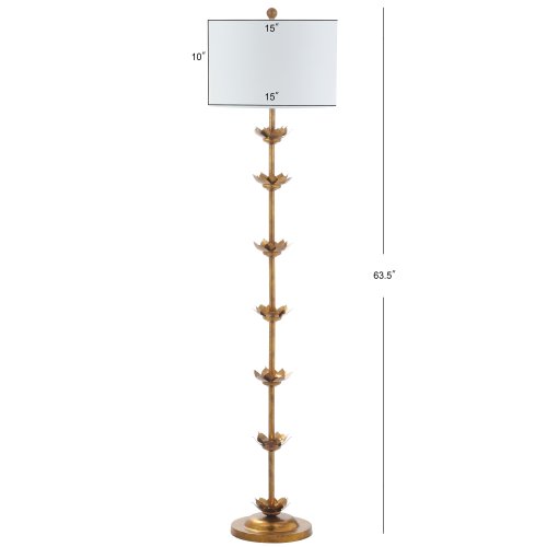 SAFAVIEH Lighting 64-inch Landen Gold Leaf LED Floor Lamp - 15" x 15" x 63.5"
