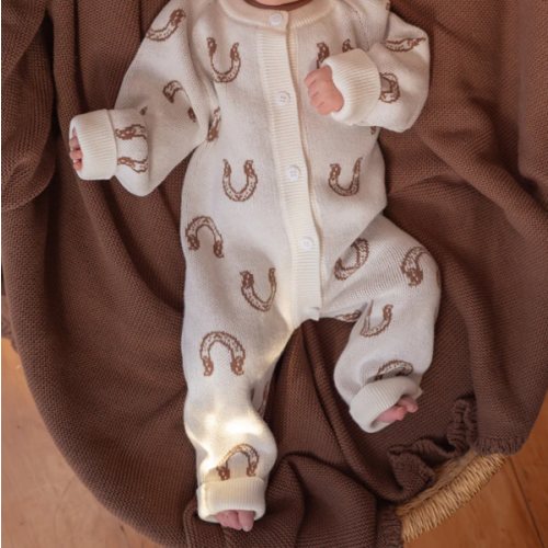 Knit Classic Romper | Western Horse Shoe