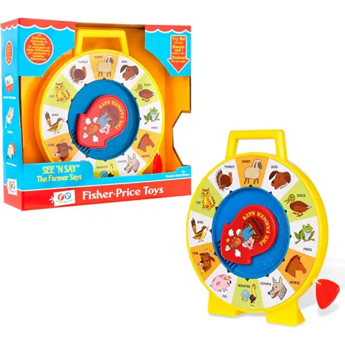Fisher Price Classics - Farmer Says See 'n Say - Vintage Learning Toy, Sounds and Animals, Interactive Retro Game for Kids, Girls, Boys, Baby, Preschoolers, Toddlers, Unisex Ages 18 Months +