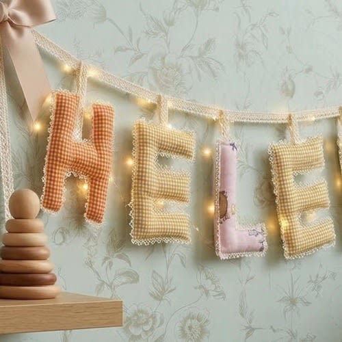 Custom Fabric Name Banner, Nursery Baby Name Bunting Garland, Boy and Girl Kids Letters