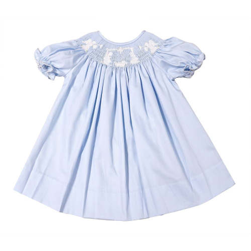 LuLu BeBe Baby Girls Light Blue Smocked Nativity Scene Dress - Bishop – Best Dressed Child