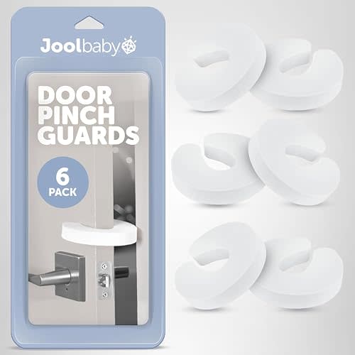 Jool Baby Door Pinch Guards (6 Pack) – Slam Preventer – Babyproof Doors to Avoid Pinched Fingers & Door Slamming, Keep Pets from Getting Locked in