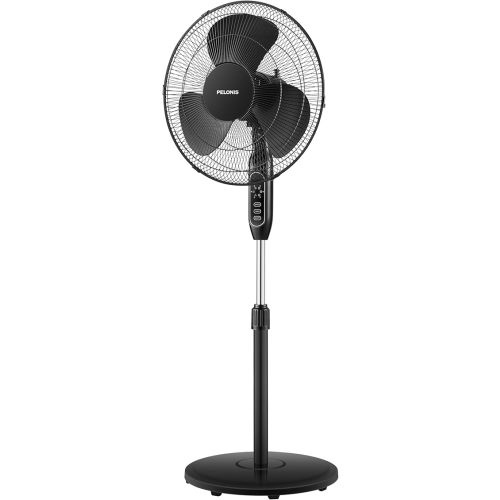 PELONIS 16'' Pedestal Fan for Bedoom, Remote, Standing Fan with 7-Hour Timer, 90° Oscillation, 3-Speeds, Adjustable Height, Electric Cooling Fans for Living Room and Office