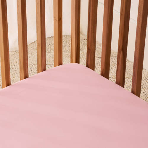 Leo Washed Cotton - Pink Lotus Cot Fitted Sheet