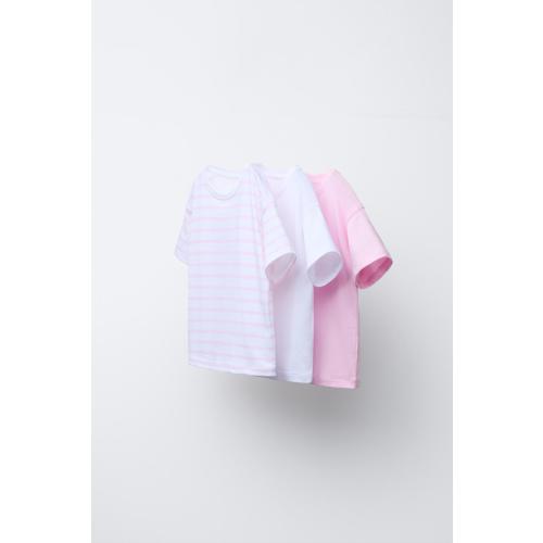 THREE-PACK OF PLAIN AND STRIPED T-SHIRTS - Pink | ZARA United States