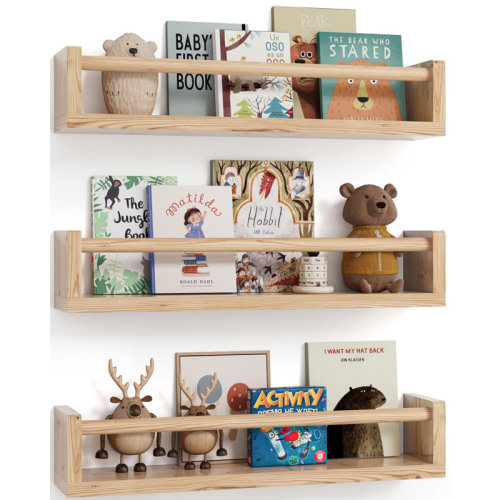 Gracie Oaks Nursery Book Shelves,Wall Book Shelves for Bedroom Kids, Set of 3 | Wayfair