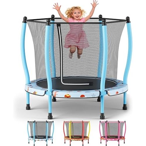 ZCMHAXJ 55" Trampoline for Kids, 440lbs Capacity Indoor & Outdoor Toddler Trampoline, Gifts for Boys & Girls