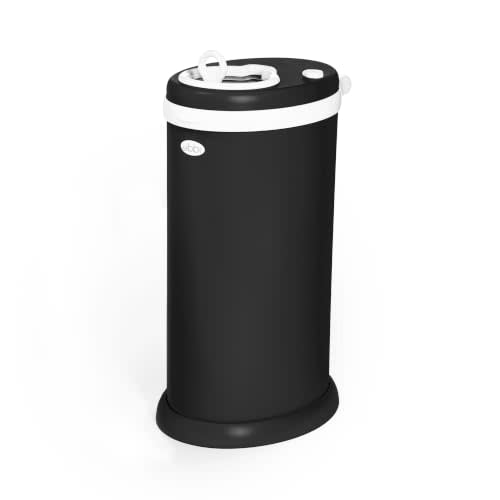 Ubbi Steel Diaper Pail, Odor Locking, No Special Bag Required, Award-Winning, Registry Must-Have, Matte Black | Award-Winning Registry Must-Have, Childproof Safety Lid with Lock, Holds Up To 55 Newborn Diapers, Modern Nursery Essential