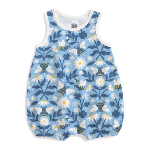 Bubble Romper - Bees Blue
