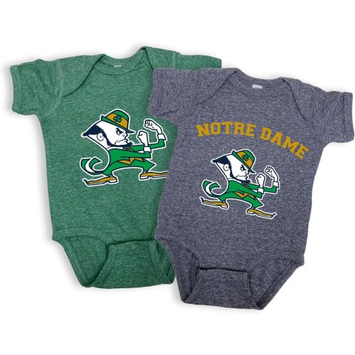 Two Feet Ahead Notre Dame Fighting Irish 2 Pack Baby Bodysuit Creeper Newborn Infants Officially Licensed (Notre Dame Fighting Irish, 6 Months)