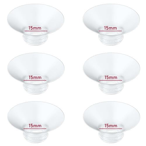 Flange Insert 15mm 6pcs Compatible with Momcozy M5/M9/M6/S12 Pro/V1 Pro/V2 Pro,for Spectra/Medela/MomMed/eufy/Lansinoh/Elvie Breast Pump, Fit for 24mm Flange/Shield of Most Pumps, Breastfeeding Parts
