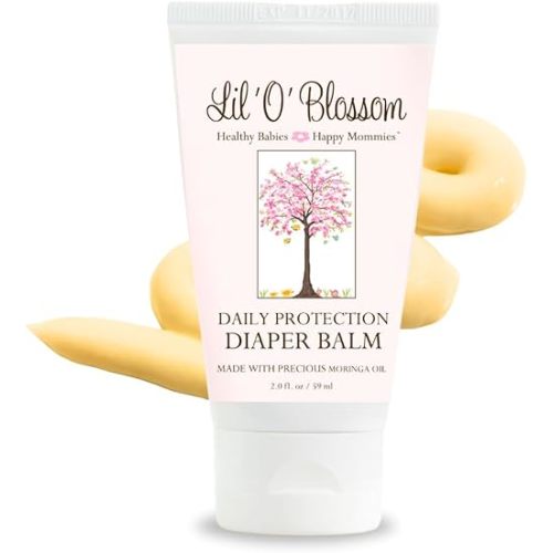 Lil 'O' Blossom Daily Protection Diaper Balm 2 Fl Oz - Helps to Protect, Prevent, & Calm Baby Diaper Rash, Redness, or Irritation
