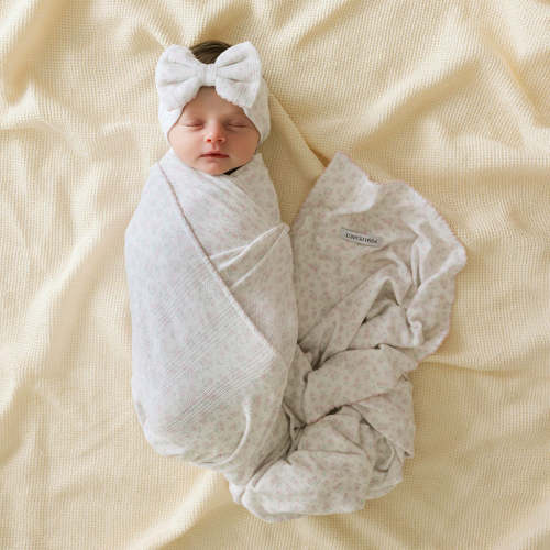 Andina Cream Pointelle Picot Swaddle Headband Set
