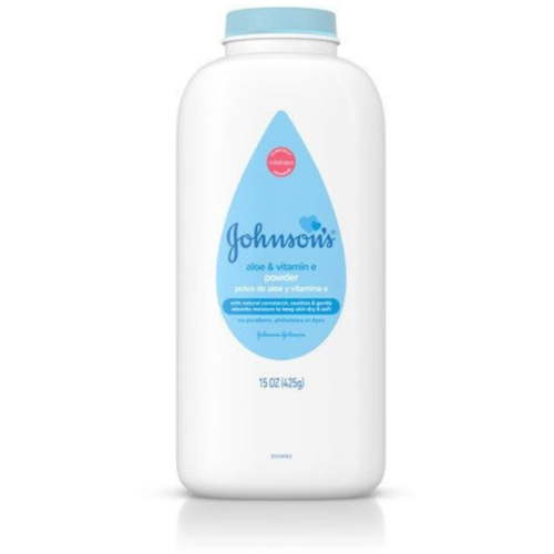 Johnson's Aloe & Vitamin E Baby Powder Pure Cornstarch, 15oz, 2-Pack
