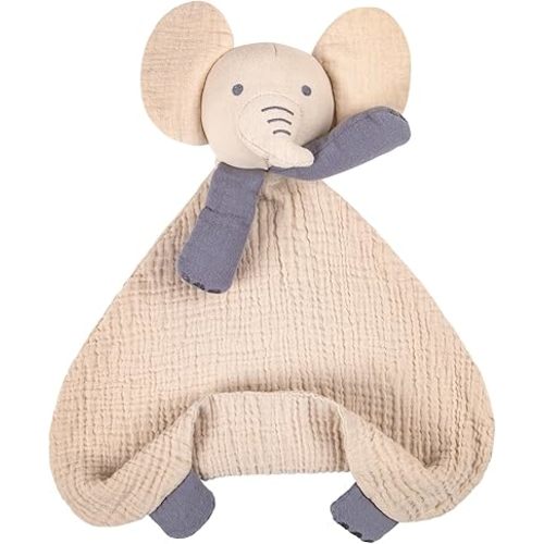 lulumoon Baby Security Blanket Elephant: Snuggle Muslin Lovey for Travel & Daycare - Self-Soothe Lovie for Newborn Gift