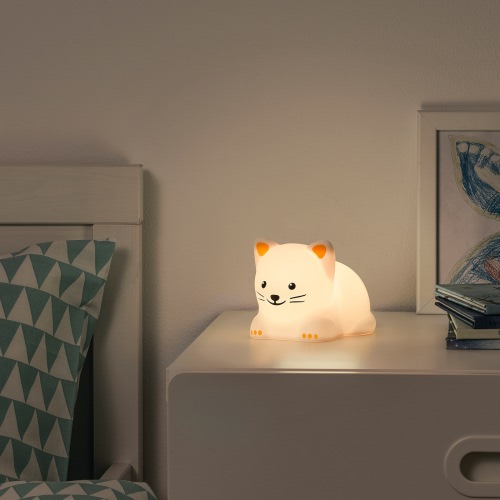 TÖVÄDER LED night light - cat battery operated