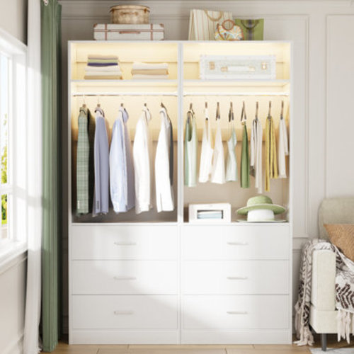Rebrilliant Freestanding 48" Closet System With 6 Wood Drawers & Reviews | Wayfair