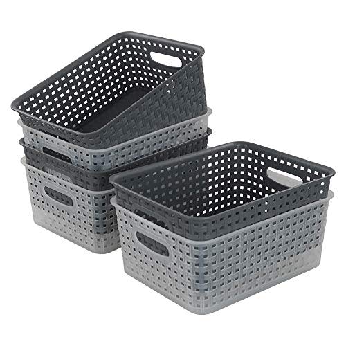 AnnkkyUS 6-Pack Small Weave Basket, Plastic Storage Bins