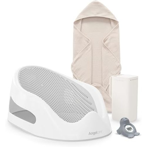 Angelcare Soft-Touch Baby Bath Support & Rinser Bundle, Gray