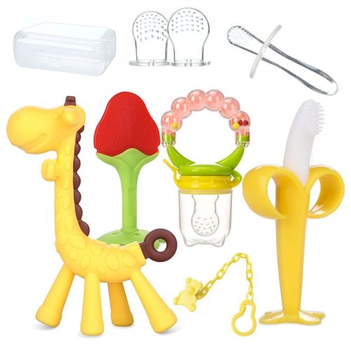 Baby Teething Toys- Teething Toys for Babies 0-6 Months& 6-12 Months, Baby Teether Chew Toys/Infant/ Baby Toys, Natural Organic Freezer Safe for Infants and Toddlers, Baby Gift Set