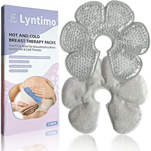 Breastfeeding Ice Packs, Lyntimo Hot/Cold Breast Therapy Pack, 2Pk Grey