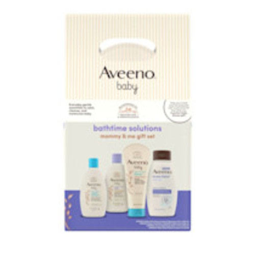 Aveeno Baby Bathtime Solutions Mommy & Me Gift Set, Baby Wash & Shampoo, Calming Bath, Daily Moisturizing Lotion and Stress Relief Body Wash for Mom, Colloidal Oat, Baby Bath Essentials, 4 items