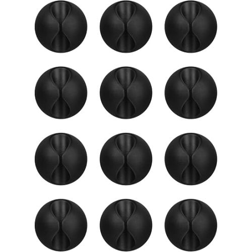 12PCS Black Adhesive Cable Clips Cord Organizer for Wire Management