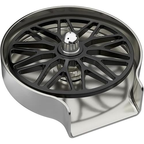 Glass Rinser for Kitchen Sink, Brushed Nickel Stainless Steel Universal Sink Bottle Washer for Wine Glass Cup, Baby Bottle