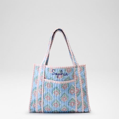 Block Print Mini Tote - Blue Primrose