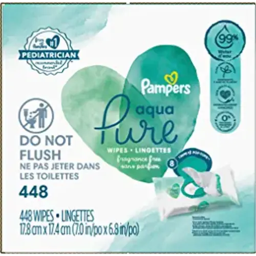 Pampers Aqua Pure Sensitive Baby Wipes 8X Pop-Top 448 Count