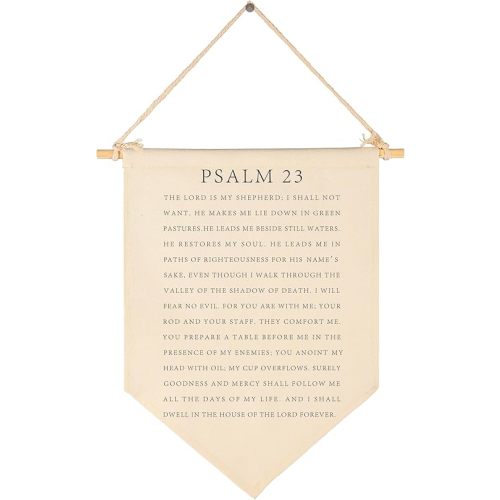 Bible Verse Hanging Flag Decor-Living Room Bedroom Sign-Christian Farmhouse Decor- Psalm 23-Housewarming Gift-Scripture Banner Pennant Gift