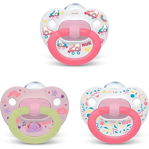 NUK Glow-in-the-Dark Orthodontic Pacifiers, 6-18 months, 3 Pack