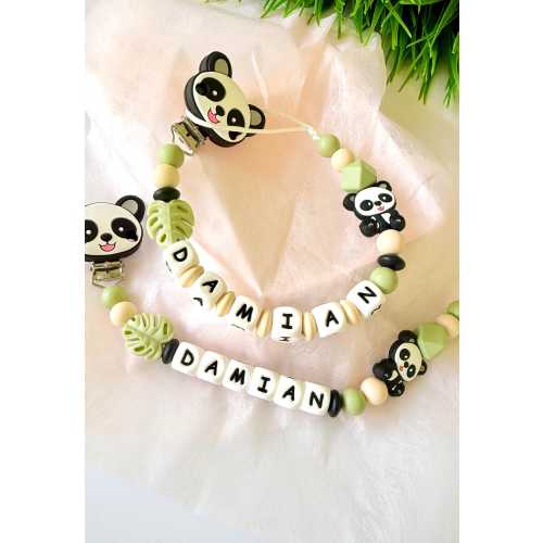 Personalized Panda Pacifier clip-Newborn Baby Boy gift