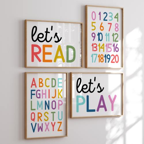 Set of Playroom Prints, Playroom Wall Decor, Nursery Wall Art, Play Sign, Kids Room Decor, Let's Play Sign, Let's Read Sign, Play Poster Set