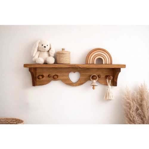 Vintage Heart Shelf Wooden Rustic Farmhouse Key Holder Trinket Shelf Nursery Decor Girl Boho Dorm Decor Bathroom Shelf