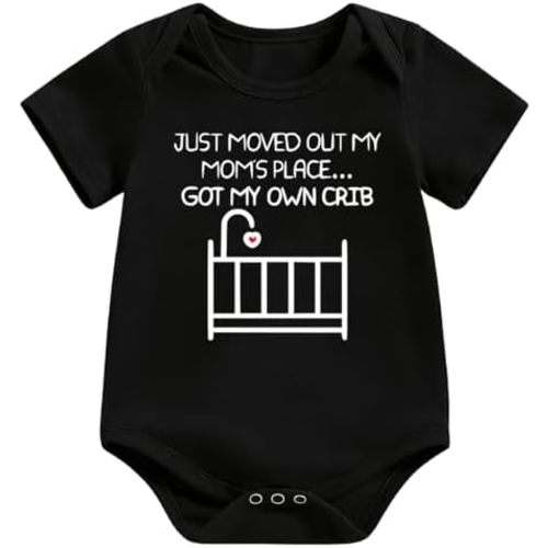 hrcfbk Newborn Infant Baby Boys Girls Bodysuit Short Sleeve Funny Letters Print Romper Reveal Pregnancy Announcement Clothes